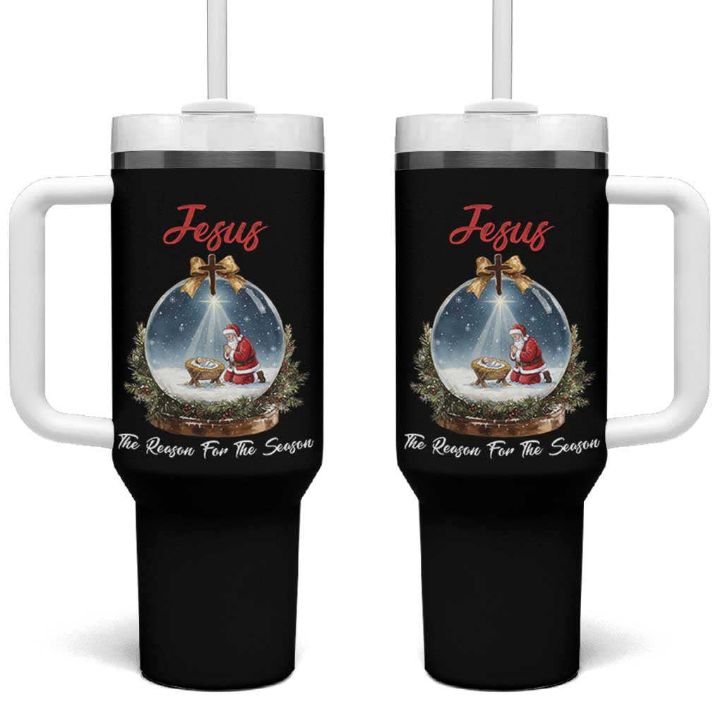 Jesus Santa Christmas Tumbler With Handle The Reason For The Season - Wonder Print Shop