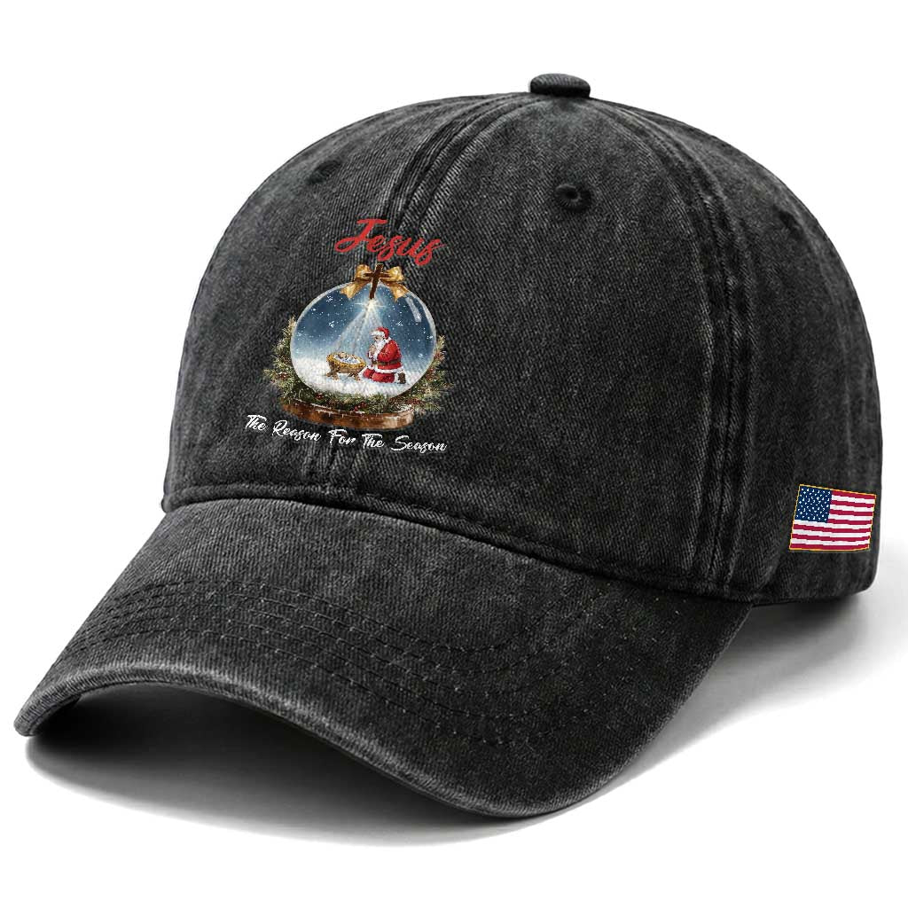 Jesus Santa Christmas Washed Cotton Baseball Cap The Reason For The Season