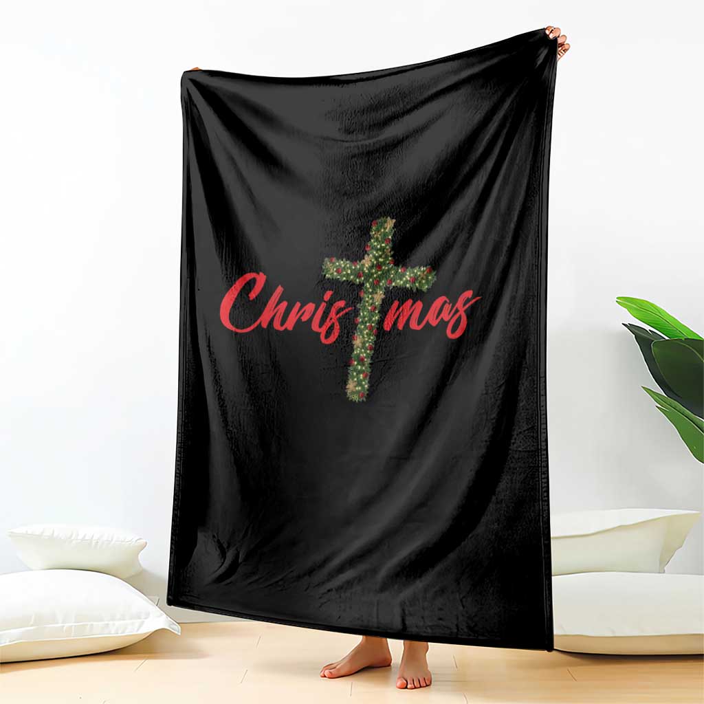 Christian Christmas Throw Blanket Cross Lights Faith - Wonder Print Shop