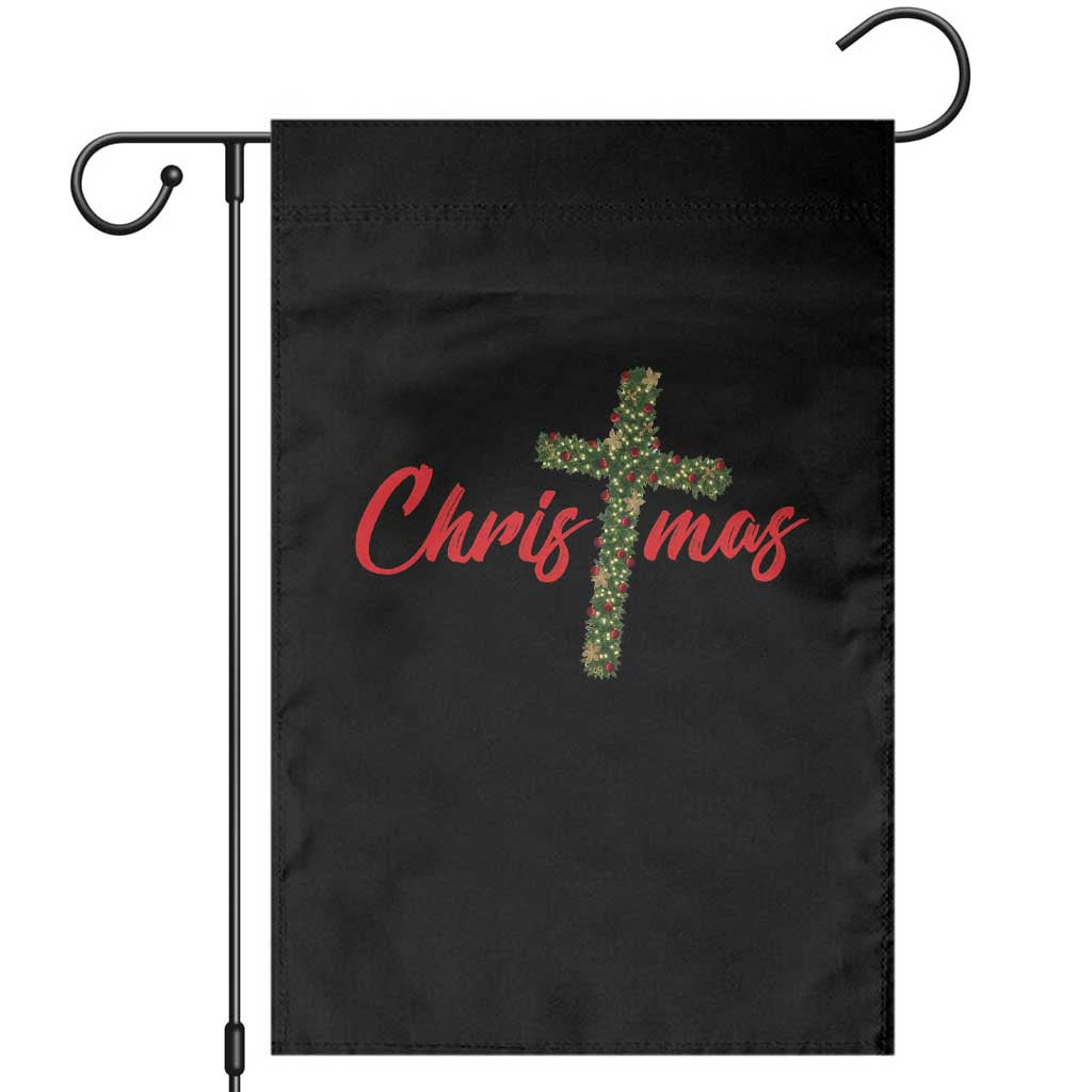 Christian Christmas Garden Flag Cross Lights Faith - Wonder Print Shop