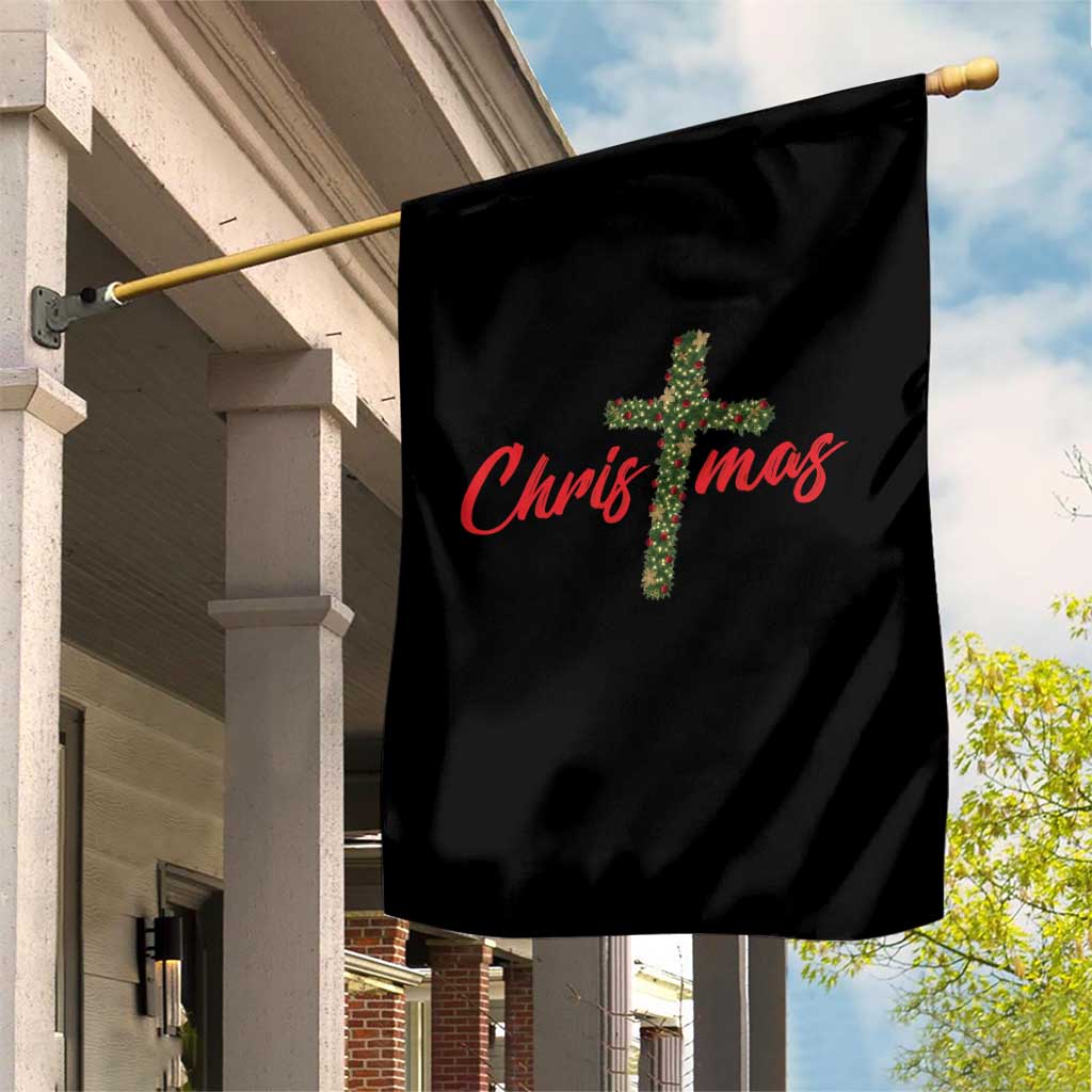 Christian Christmas Garden Flag Cross Lights Faith - Wonder Print Shop