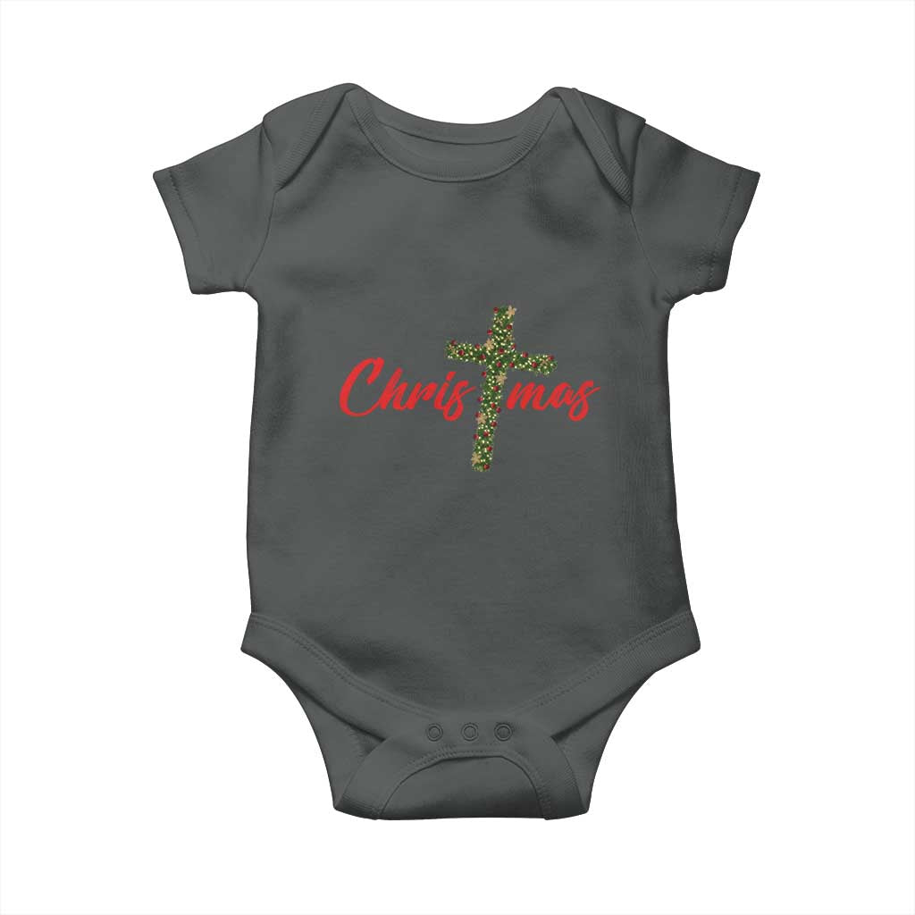 Christian Christmas Baby Onesie Cross Lights Faith - Wonder Print Shop