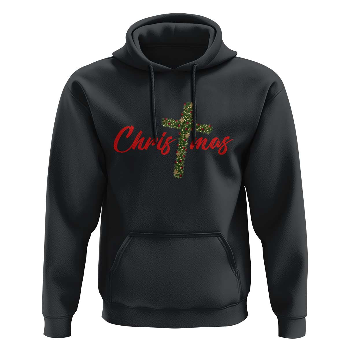 Christian Christmas Hoodie Cross Lights Faith - Wonder Print Shop