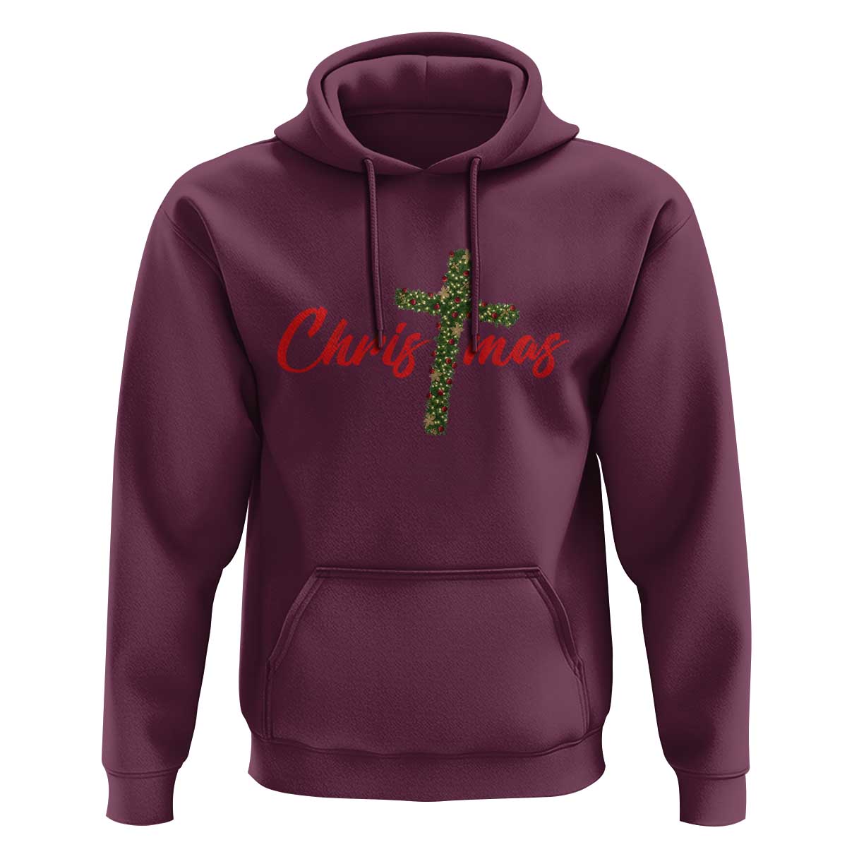 Christian Christmas Hoodie Cross Lights Faith - Wonder Print Shop
