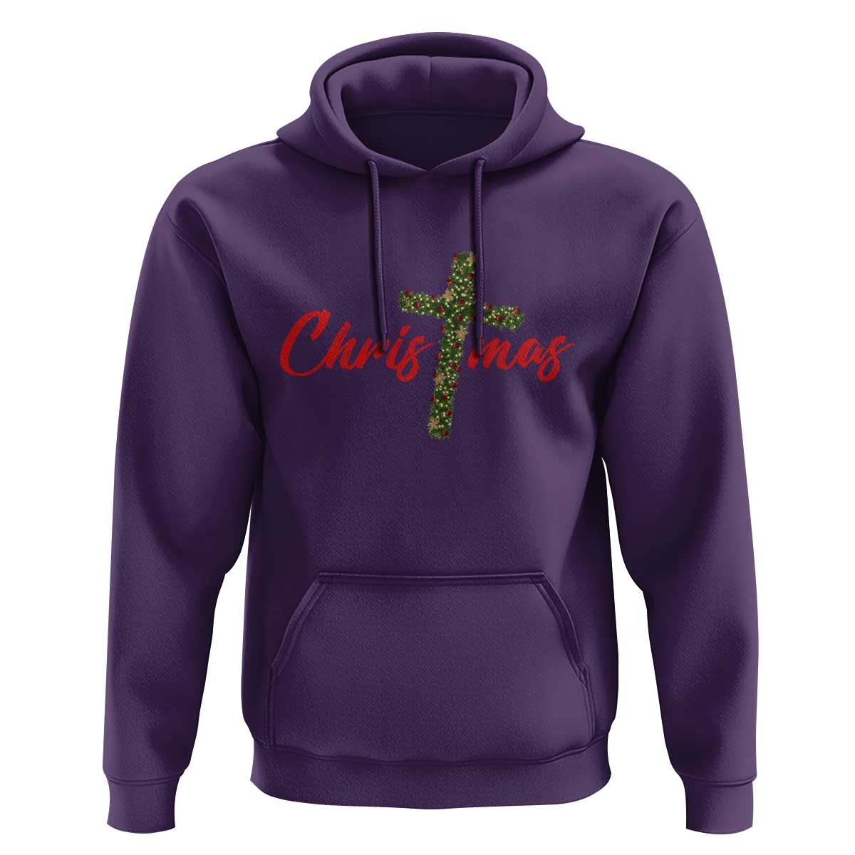 Christian Christmas Hoodie Cross Lights Faith - Wonder Print Shop