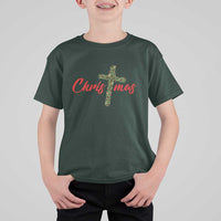 Christian Christmas T Shirt For Kid Cross Lights Faith - Wonder Print Shop