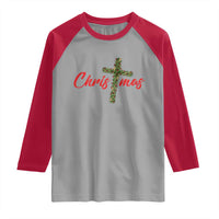 Christian Christmas Raglan Shirt Cross Lights Faith - Wonder Print Shop