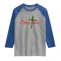 Christian Christmas Raglan Shirt Cross Lights Faith - Wonder Print Shop