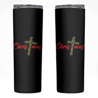 Christian Christmas Skinny Tumbler Cross Lights Faith - Wonder Print Shop
