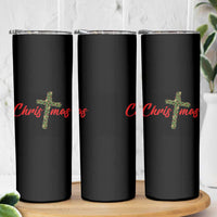 Christian Christmas Skinny Tumbler Cross Lights Faith - Wonder Print Shop
