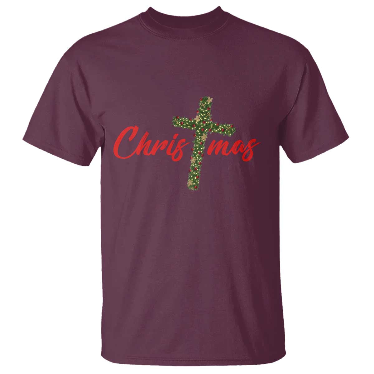 Christian Christmas T Shirt Cross Lights Faith - Wonder Print Shop