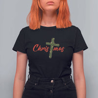 Christian Christmas T Shirt For Women Cross Lights Faith - Wonder Print Shop