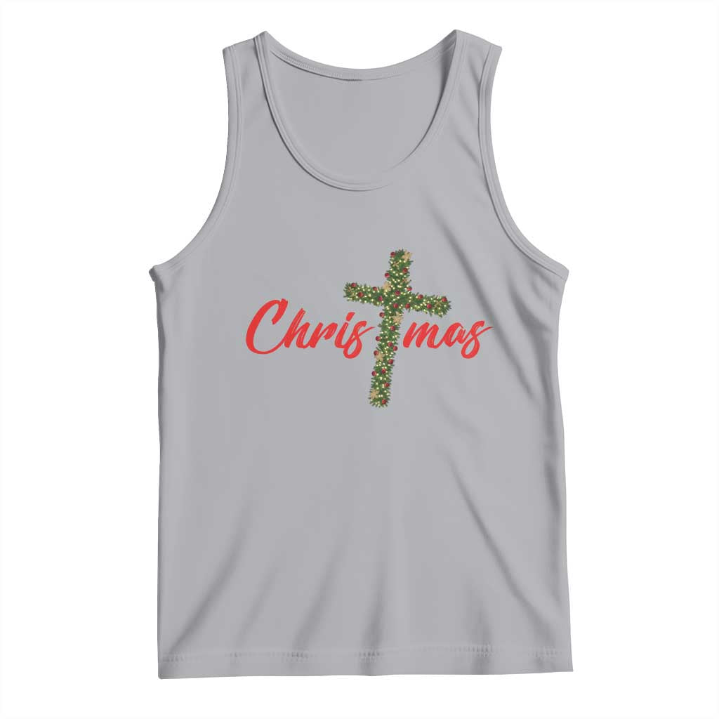Christian Christmas Tank Top Cross Lights Faith - Wonder Print Shop