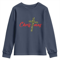 Christian Christmas Youth Sweatshirt Cross Lights Faith - Wonder Print Shop