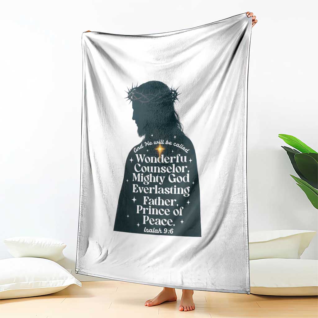 Christian Jesus Throw Blanket Cross Bible Verse Inspirational Isalah 9:6 - Wonder Print Shop