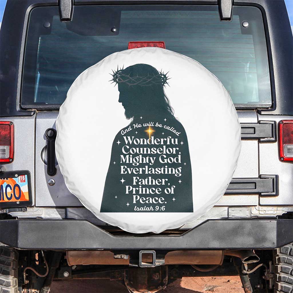 Christian Jesus Spare Tire Cover Cross Bible Verse Inspirational Isalah 9:6 - Wonder Print Shop