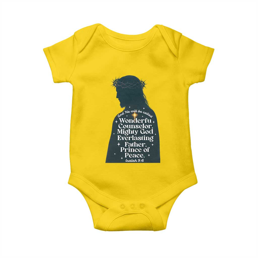 Christian Jesus Baby Onesie Cross Bible Verse Inspirational Isalah 9:6 - Wonder Print Shop