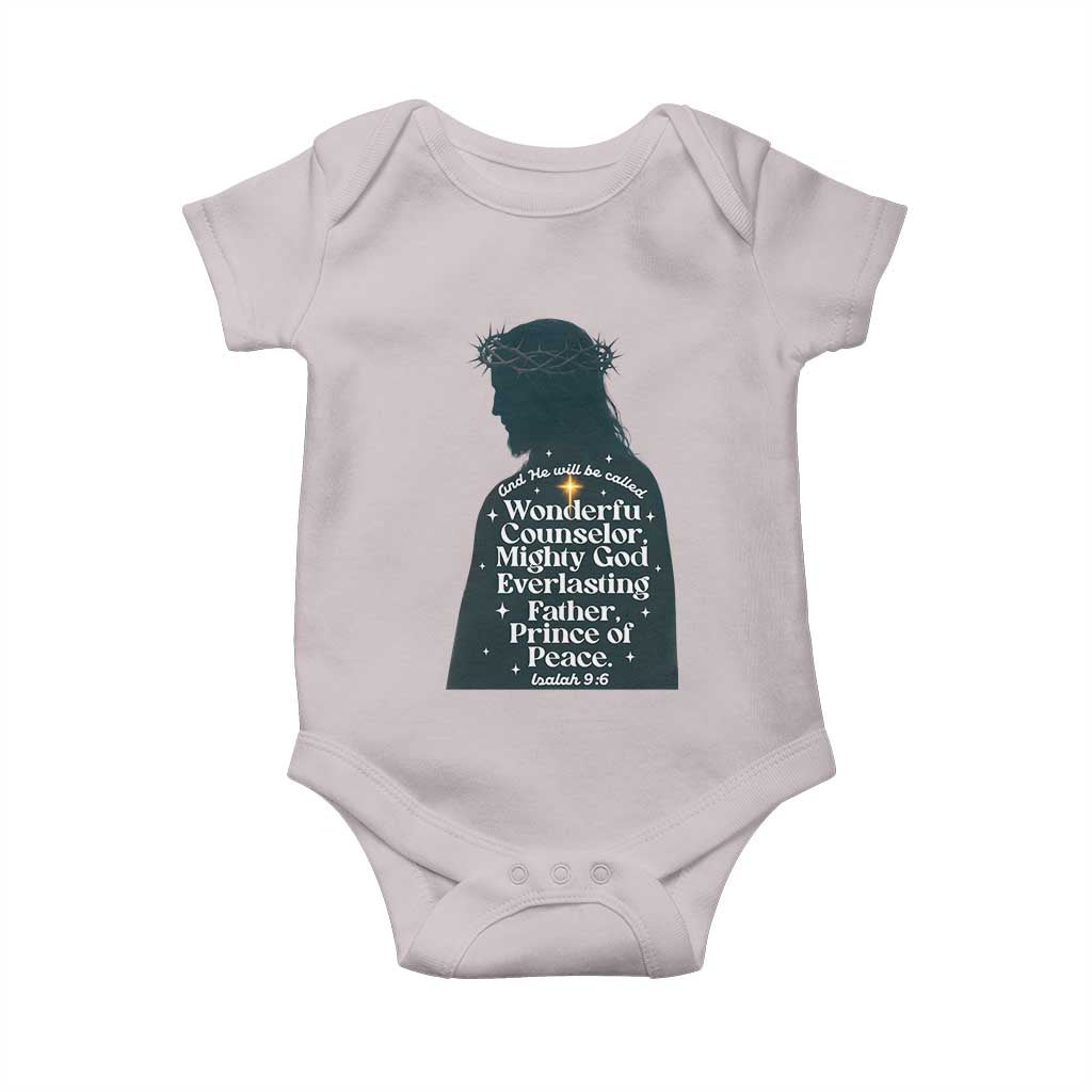 Christian Jesus Baby Onesie Cross Bible Verse Inspirational Isalah 9:6 - Wonder Print Shop