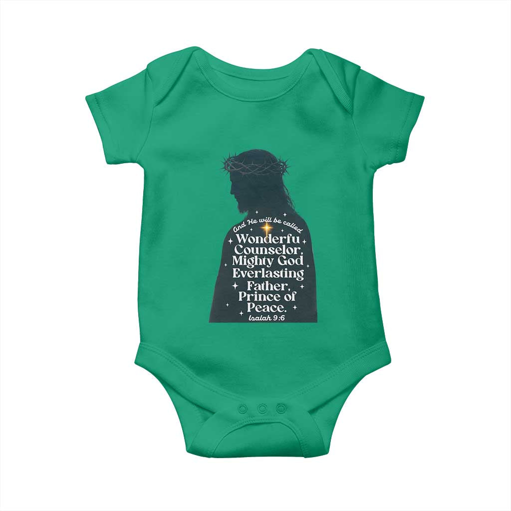 Christian Jesus Baby Onesie Cross Bible Verse Inspirational Isalah 9:6 - Wonder Print Shop