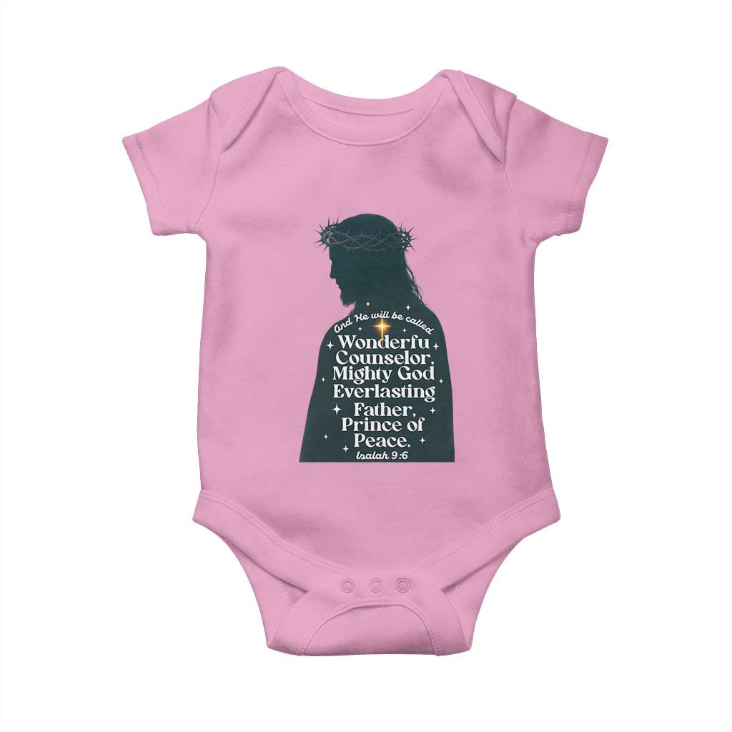Christian Jesus Baby Onesie Cross Bible Verse Inspirational Isalah 9:6 - Wonder Print Shop