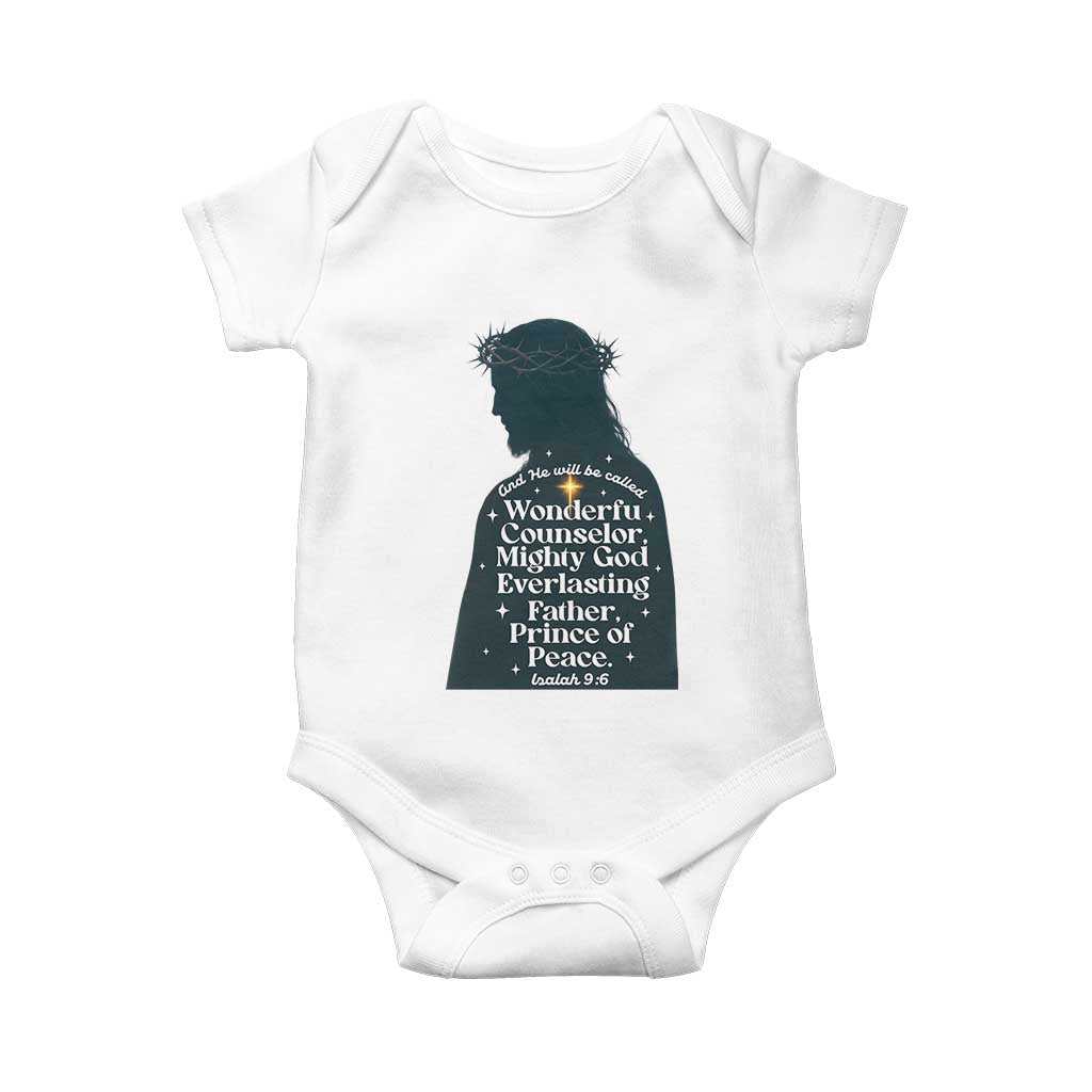 Christian Jesus Baby Onesie Cross Bible Verse Inspirational Isalah 9:6 - Wonder Print Shop