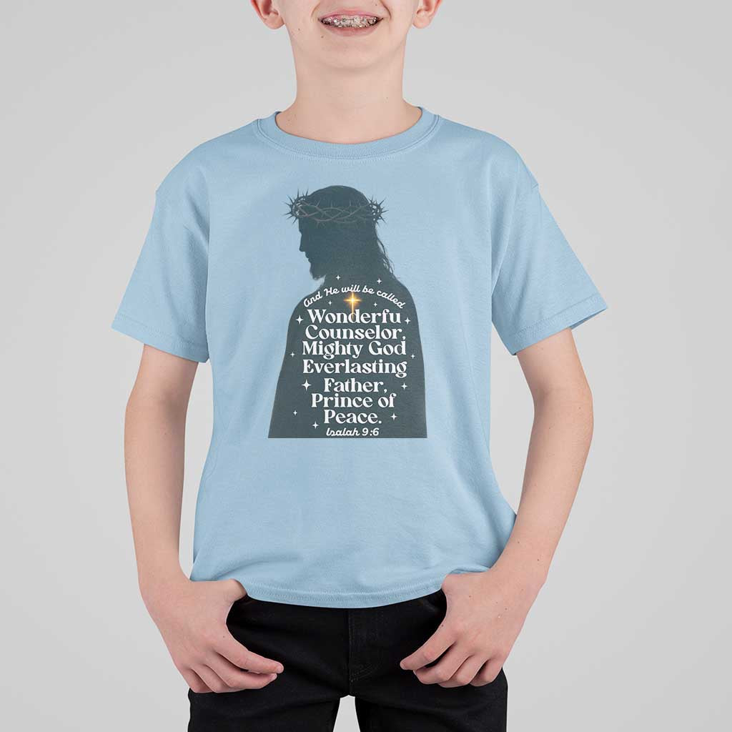 Christian Jesus T Shirt For Kid Cross Bible Verse Inspirational Isalah 9:6 - Wonder Print Shop