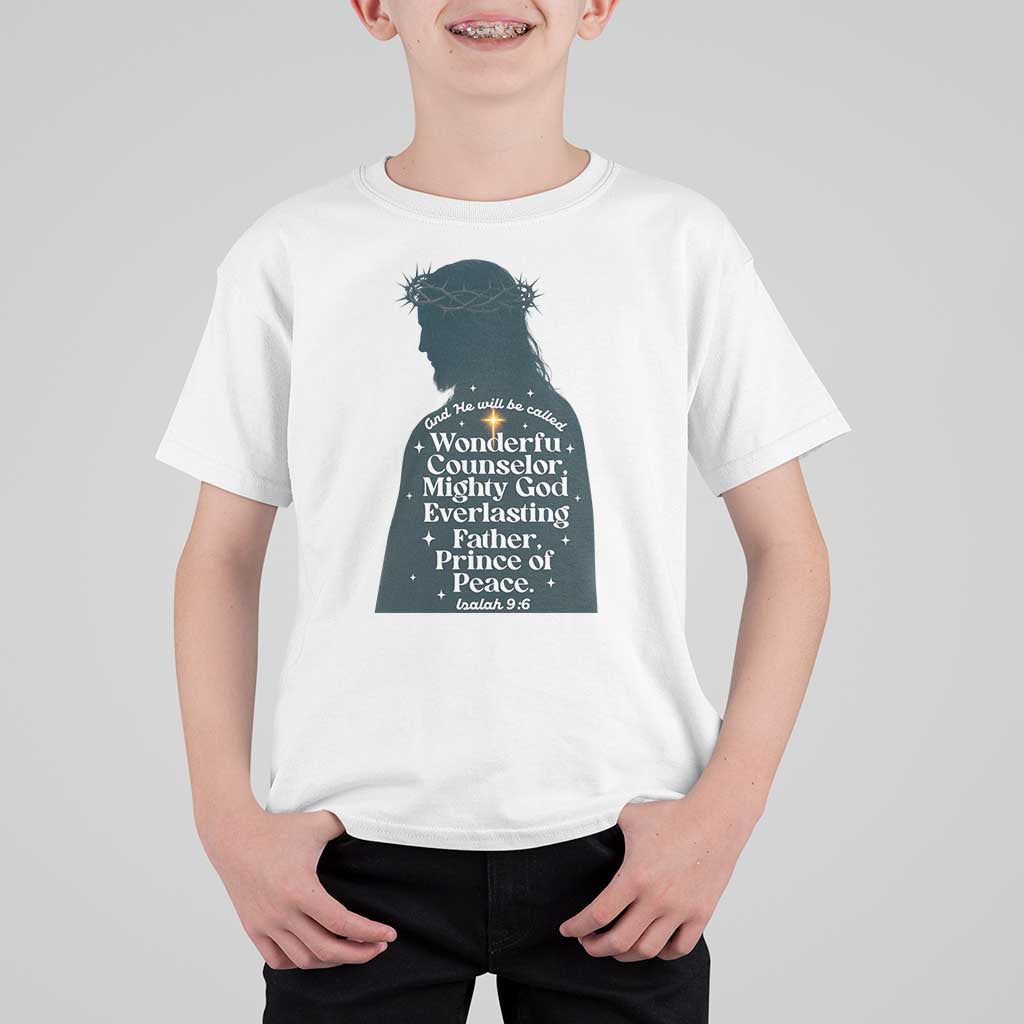 Christian Jesus T Shirt For Kid Cross Bible Verse Inspirational Isalah 9:6 - Wonder Print Shop