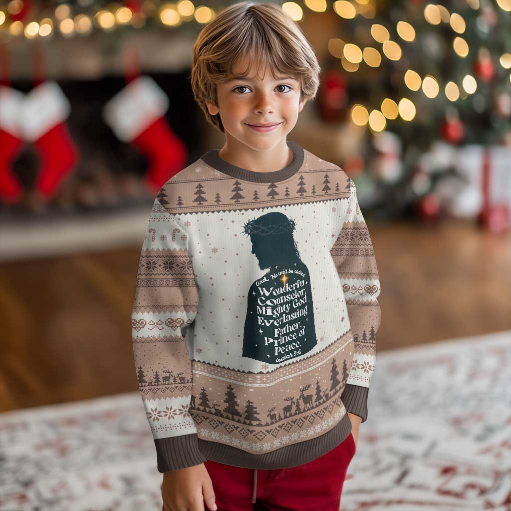 Christian Jesus Ugly Christmas Sweater Cross Bible Verse Inspirational Isalah 9:6 - Wonder Print Shop