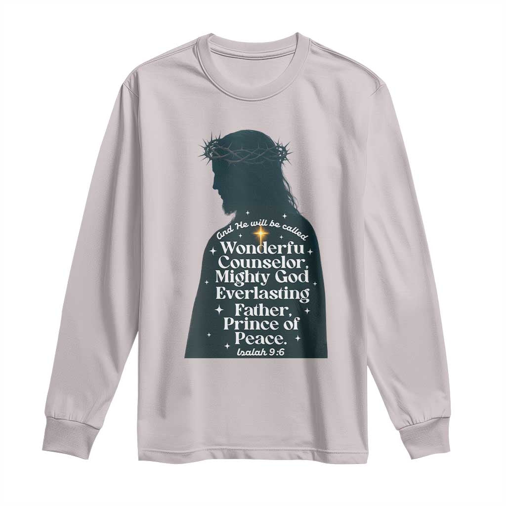 Christian Jesus Long Sleeve Shirt Cross Bible Verse Inspirational Isalah 9:6 - Wonder Print Shop