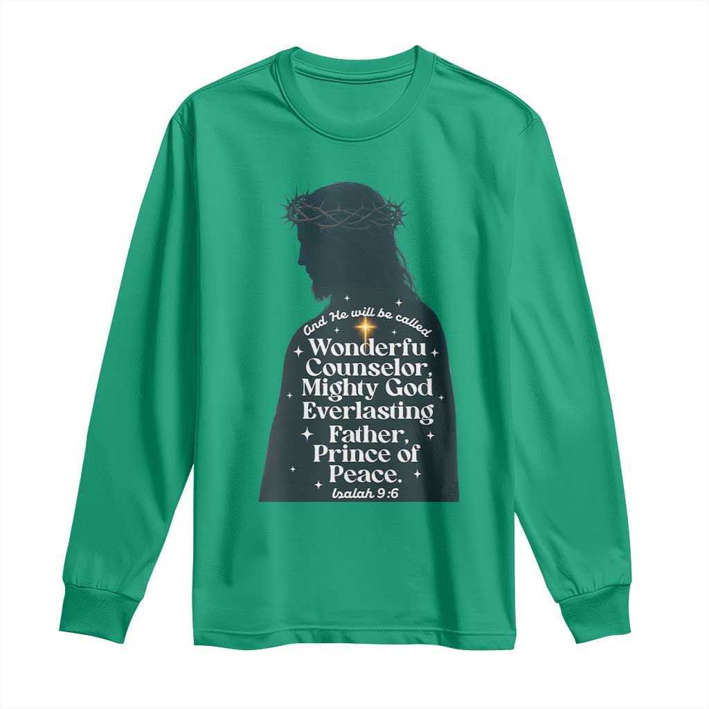 Christian Jesus Long Sleeve Shirt Cross Bible Verse Inspirational Isalah 9:6 - Wonder Print Shop
