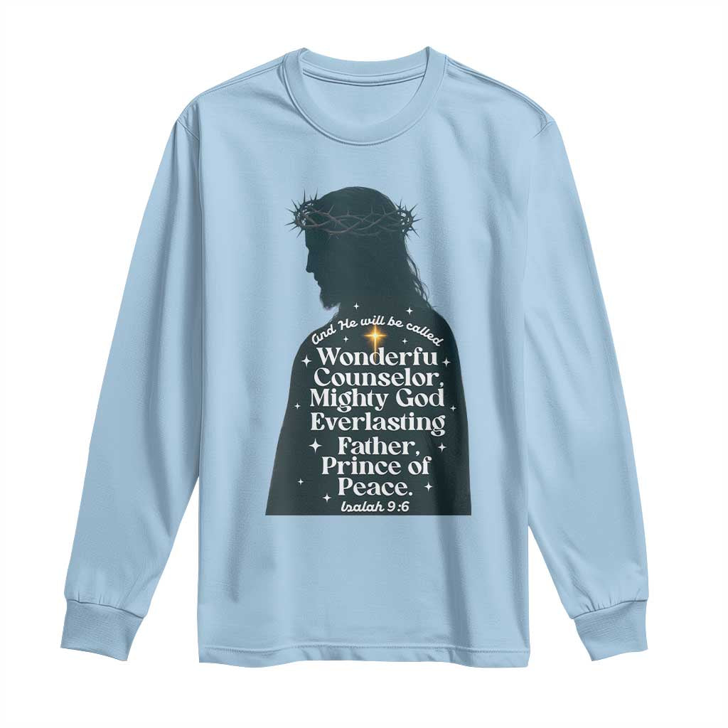 Christian Jesus Long Sleeve Shirt Cross Bible Verse Inspirational Isalah 9:6 - Wonder Print Shop
