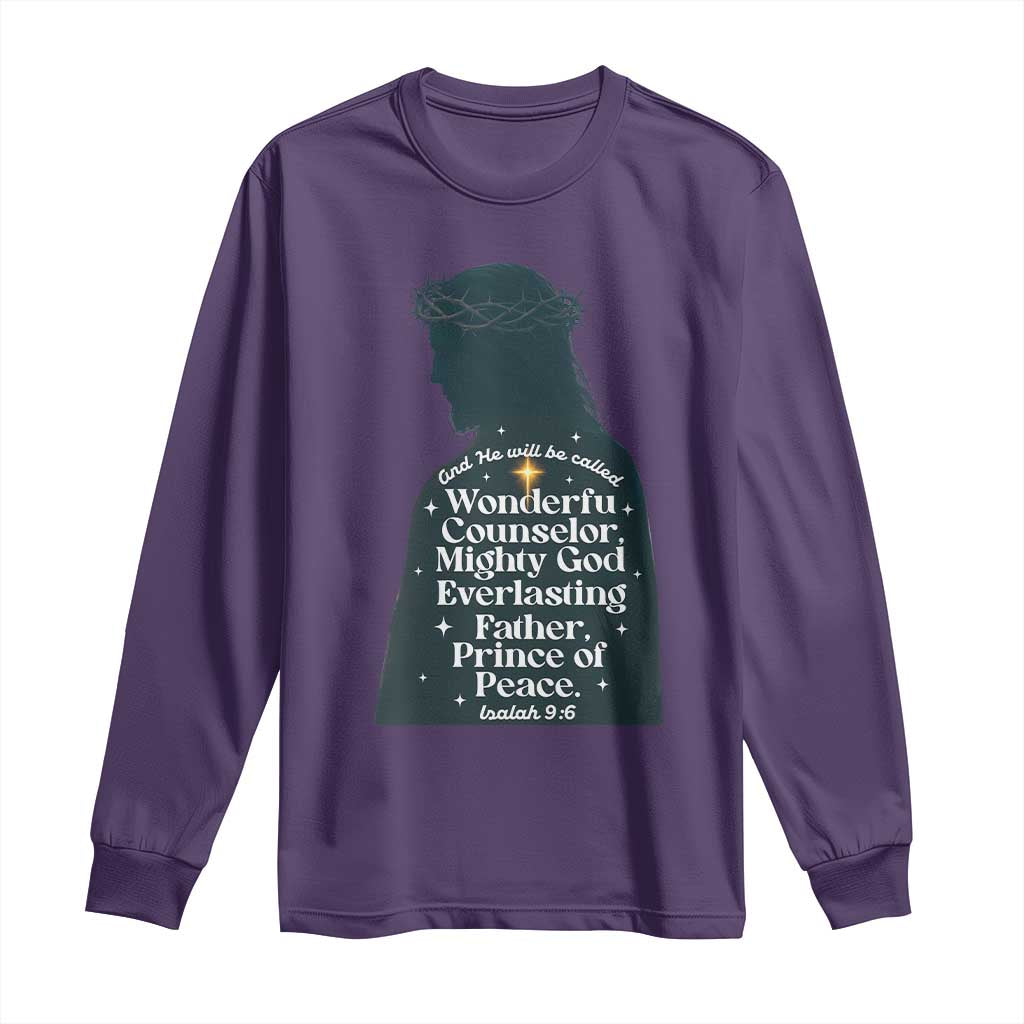 Christian Jesus Long Sleeve Shirt Cross Bible Verse Inspirational Isalah 9:6 - Wonder Print Shop