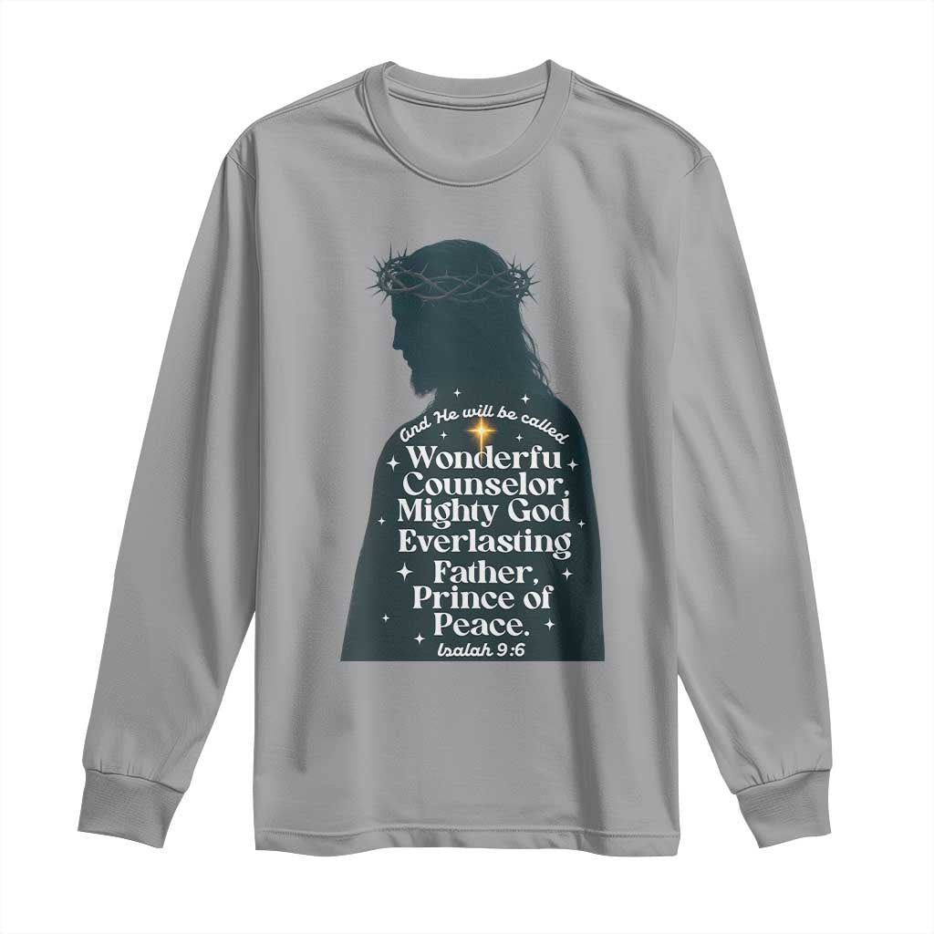Christian Jesus Long Sleeve Shirt Cross Bible Verse Inspirational Isalah 9:6 - Wonder Print Shop