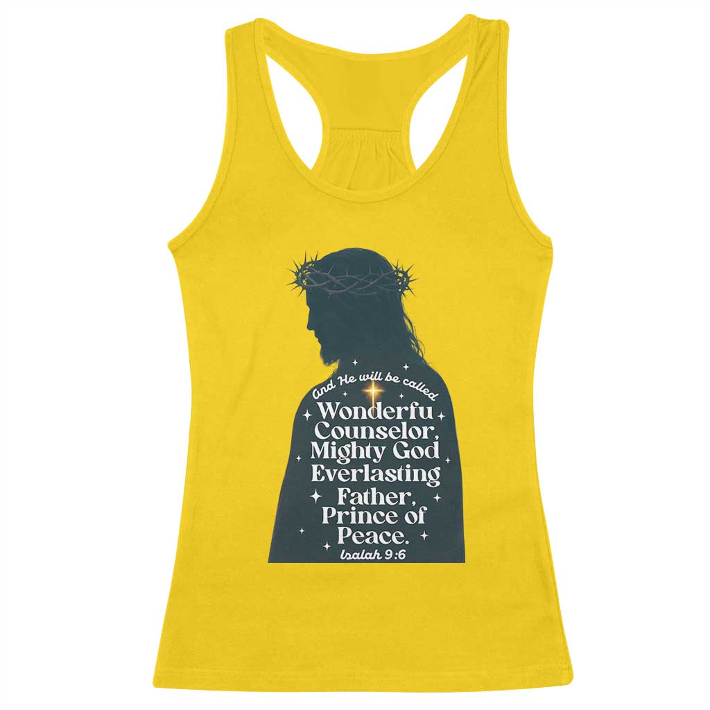 Christian Jesus Racerback Tank Top Cross Bible Verse Inspirational Isalah 9:6 - Wonder Print Shop