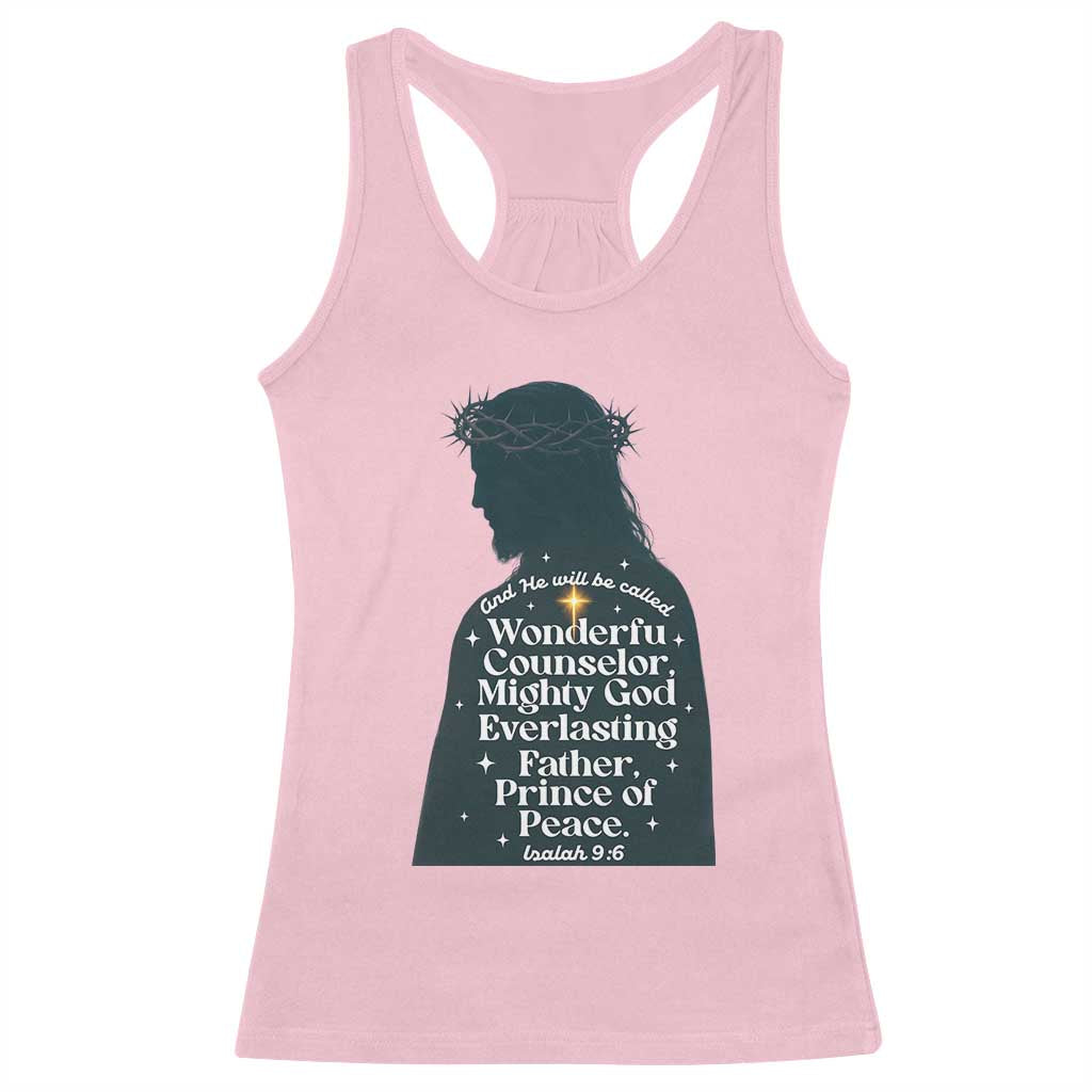 Christian Jesus Racerback Tank Top Cross Bible Verse Inspirational Isalah 9:6 - Wonder Print Shop