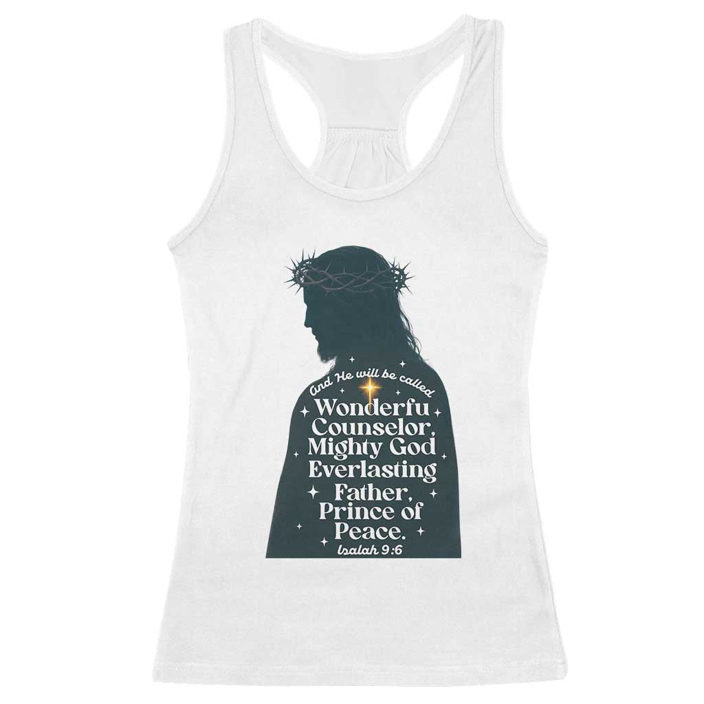 Christian Jesus Racerback Tank Top Cross Bible Verse Inspirational Isalah 9:6 - Wonder Print Shop