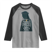 Christian Jesus Raglan Shirt Cross Bible Verse Inspirational Isalah 9:6 - Wonder Print Shop