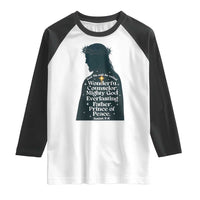 Christian Jesus Raglan Shirt Cross Bible Verse Inspirational Isalah 9:6 - Wonder Print Shop