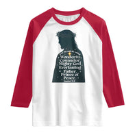 Christian Jesus Raglan Shirt Cross Bible Verse Inspirational Isalah 9:6 - Wonder Print Shop