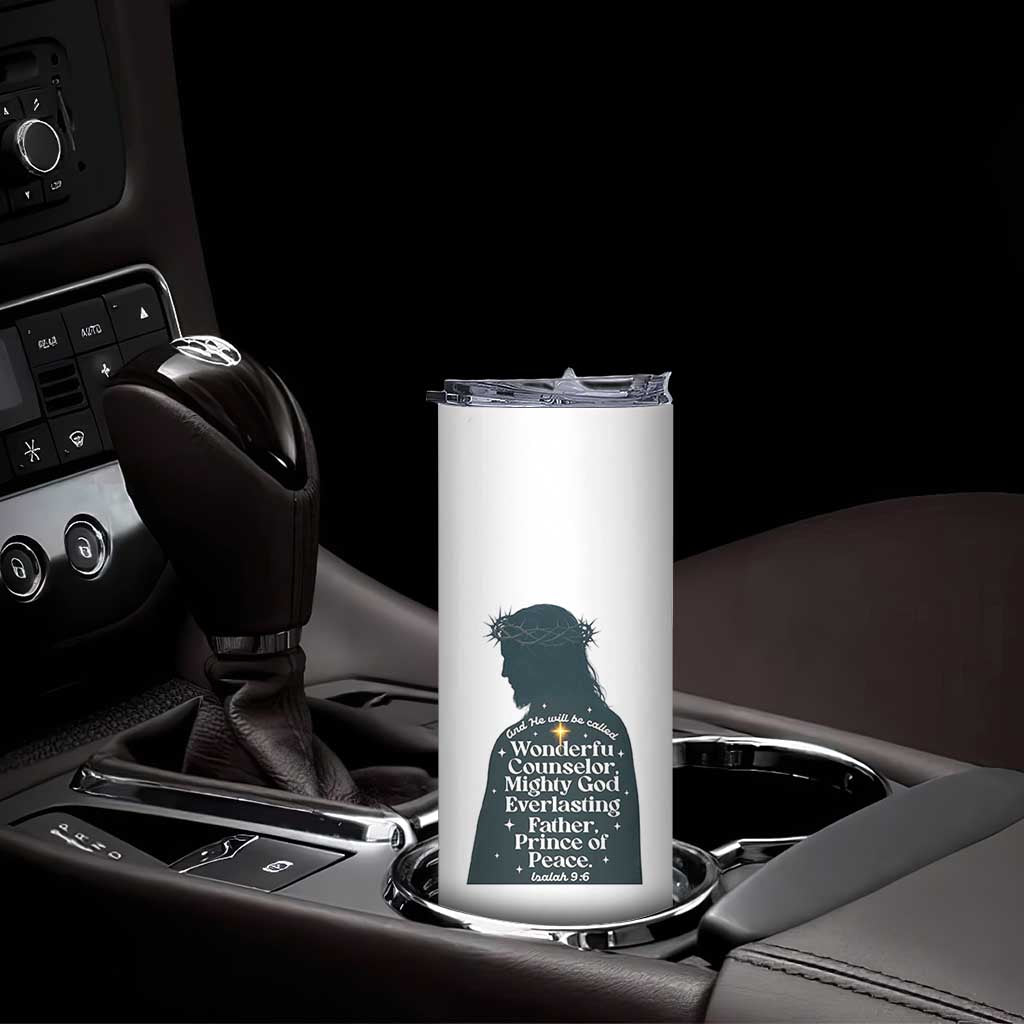 Christian Jesus Skinny Tumbler Cross Bible Verse Inspirational Isalah 9:6 - Wonder Print Shop