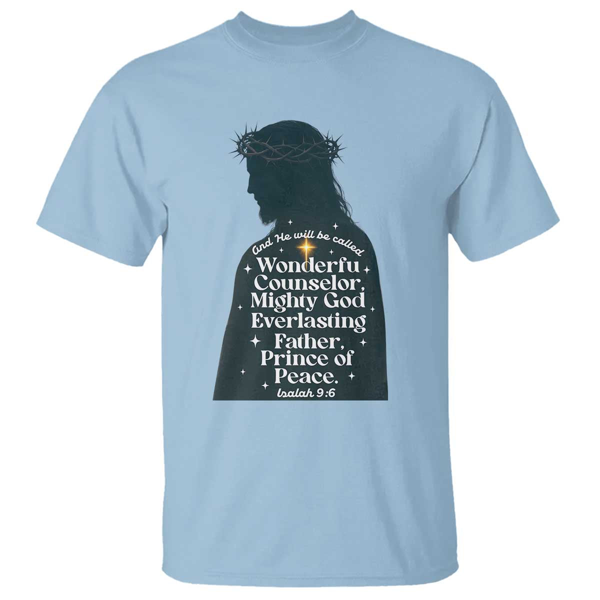 Christian Jesus T Shirt Cross Bible Verse Inspirational Isalah 9:6 - Wonder Print Shop