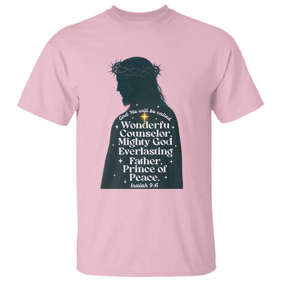 Christian Jesus T Shirt Cross Bible Verse Inspirational Isalah 9:6 - Wonder Print Shop