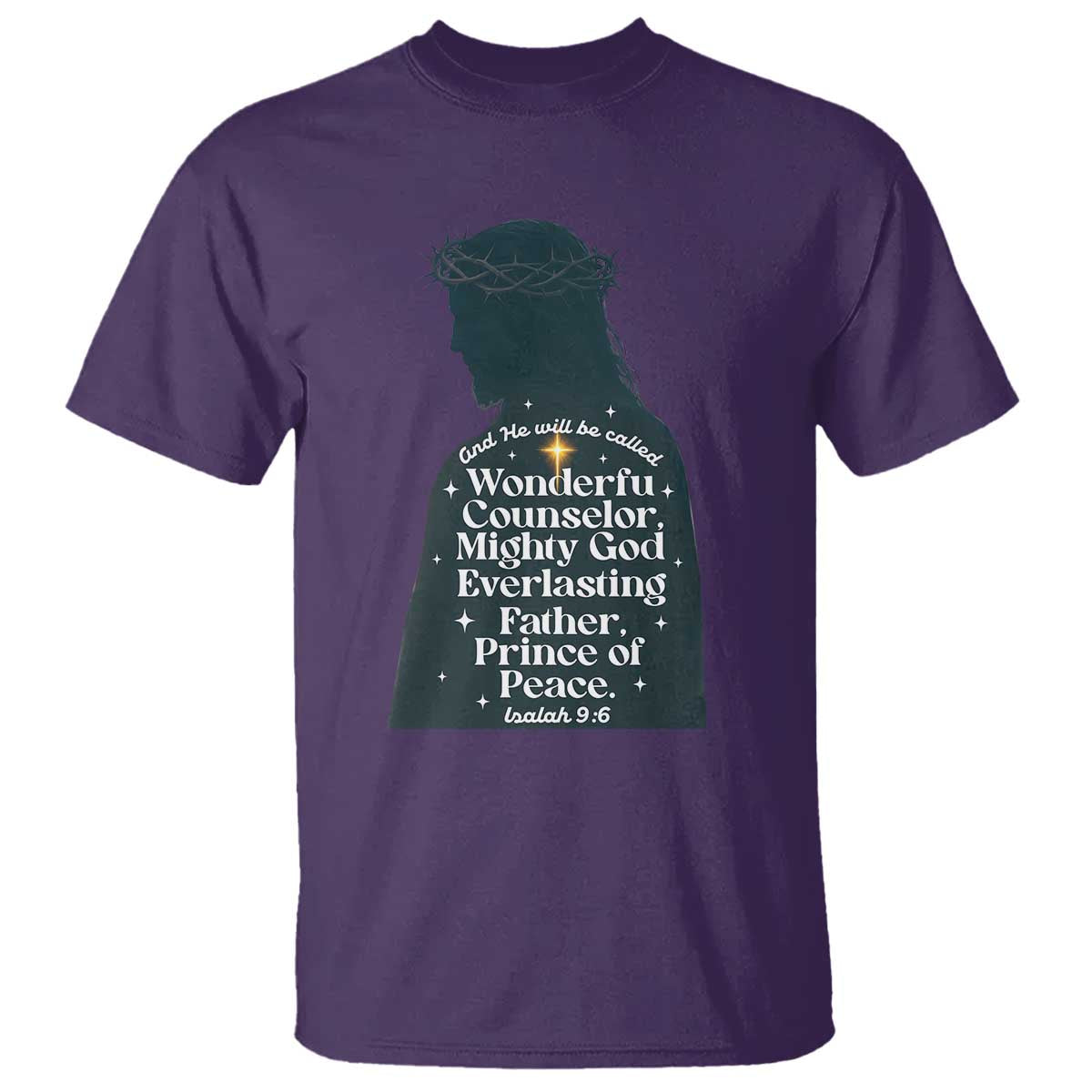 Christian Jesus T Shirt Cross Bible Verse Inspirational Isalah 9:6 - Wonder Print Shop