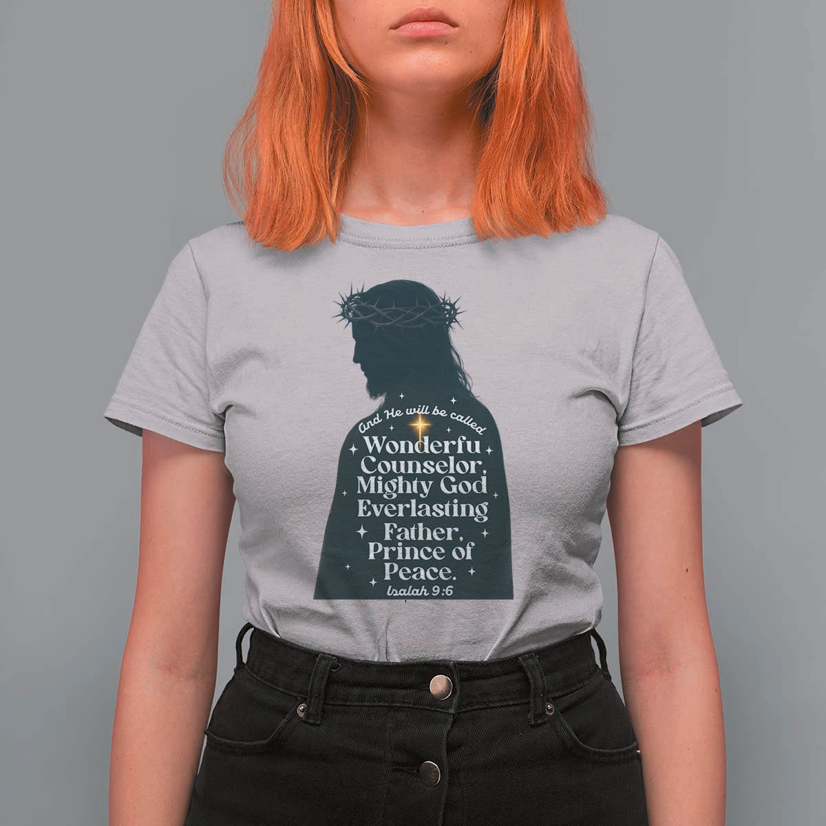Christian Jesus T Shirt For Women Cross Bible Verse Inspirational Isalah 9:6 - Wonder Print Shop
