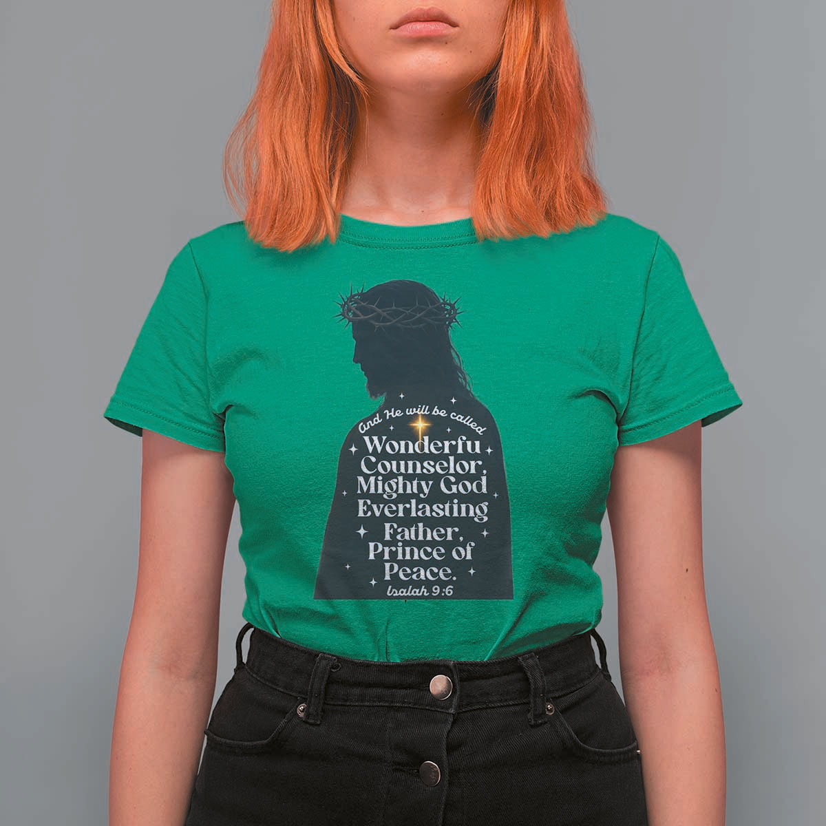 Christian Jesus T Shirt For Women Cross Bible Verse Inspirational Isalah 9:6 - Wonder Print Shop