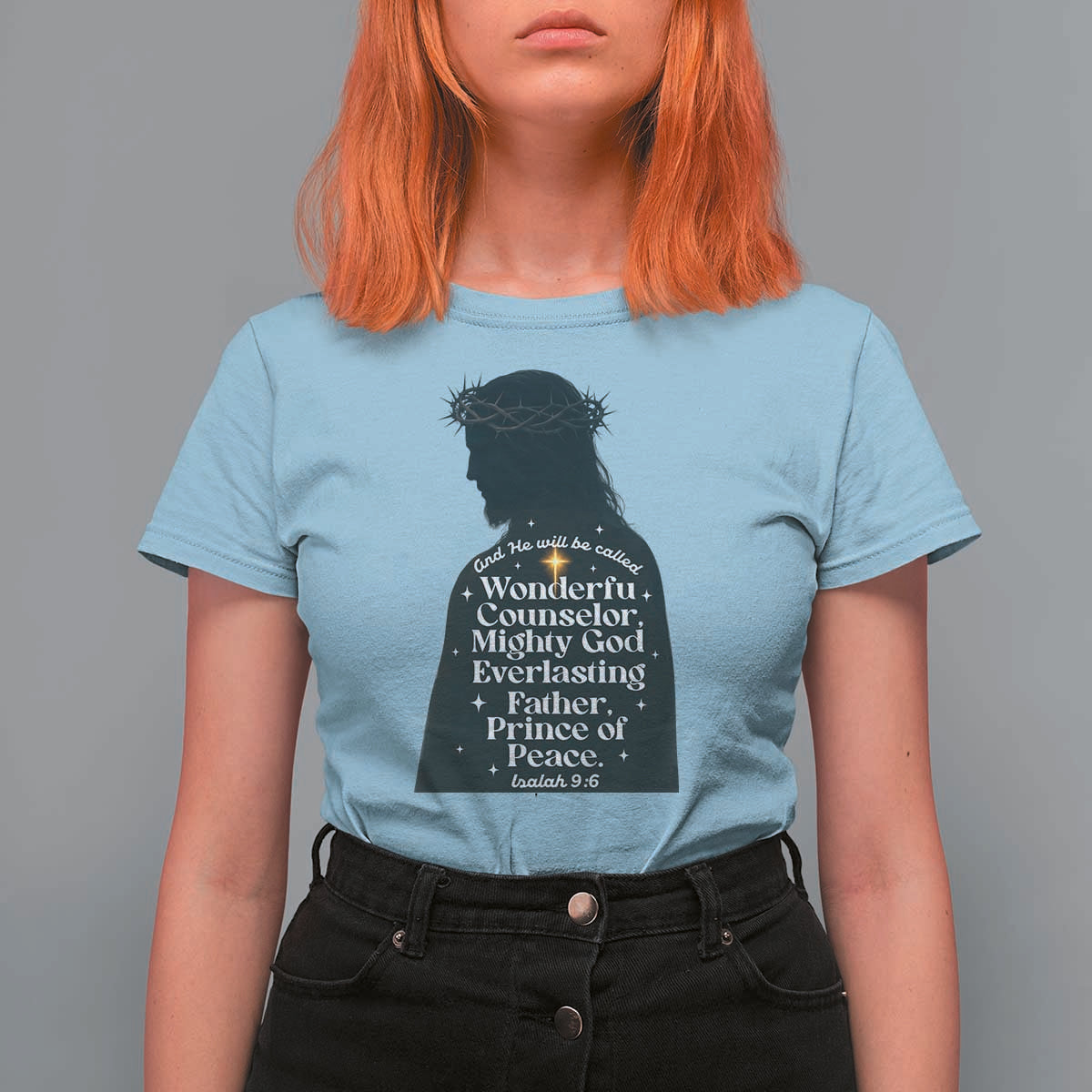 Christian Jesus T Shirt For Women Cross Bible Verse Inspirational Isalah 9:6 - Wonder Print Shop