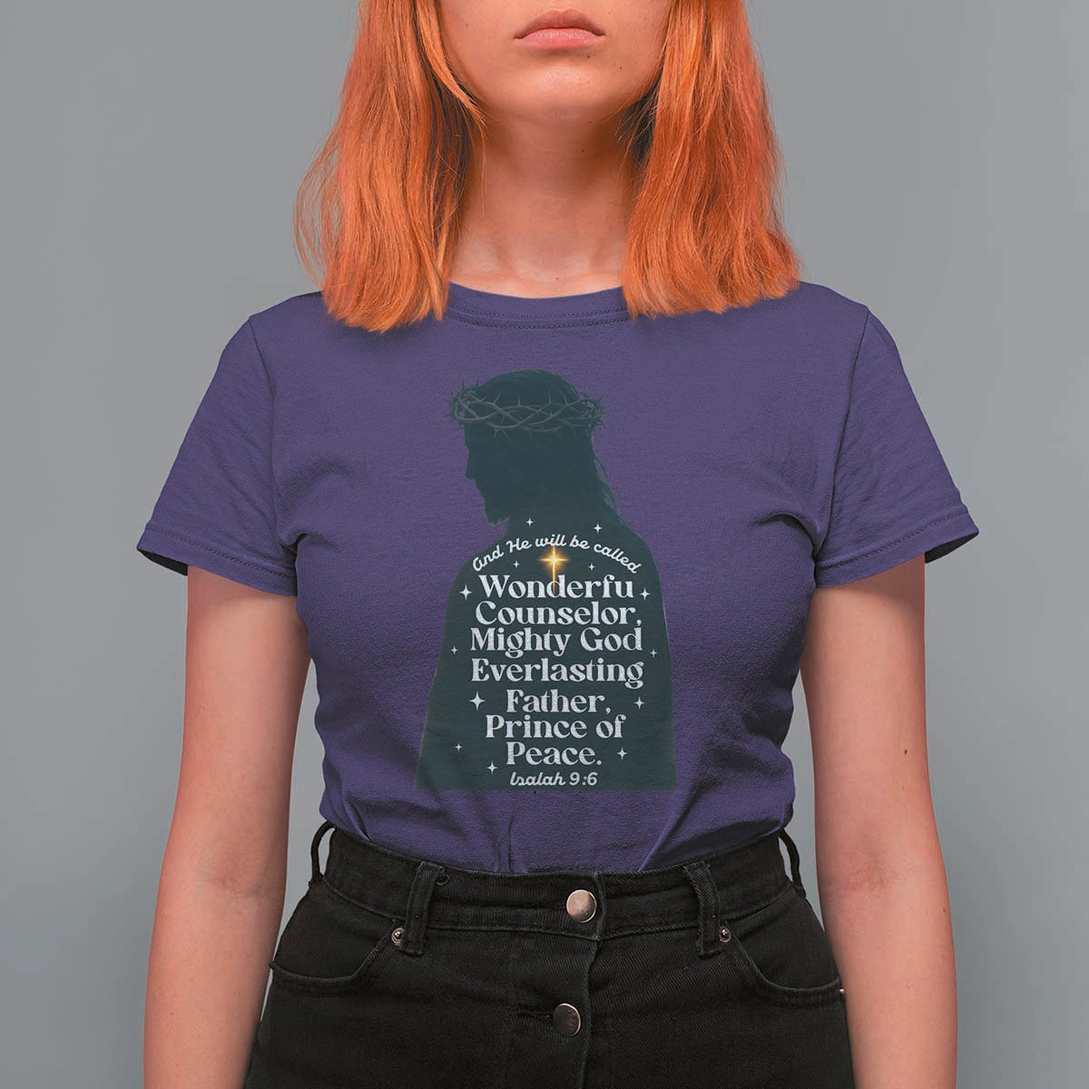 Christian Jesus T Shirt For Women Cross Bible Verse Inspirational Isalah 9:6 - Wonder Print Shop