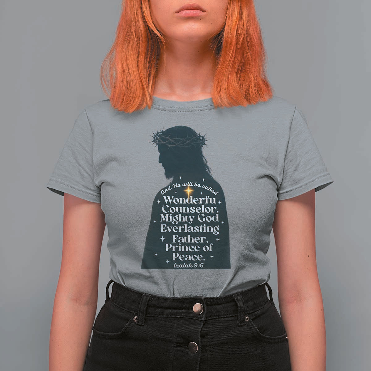 Christian Jesus T Shirt For Women Cross Bible Verse Inspirational Isalah 9:6 - Wonder Print Shop