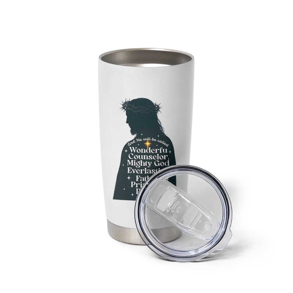Christian Jesus Tumbler Cup Cross Bible Verse Inspirational Isalah 9:6 - Wonder Print Shop