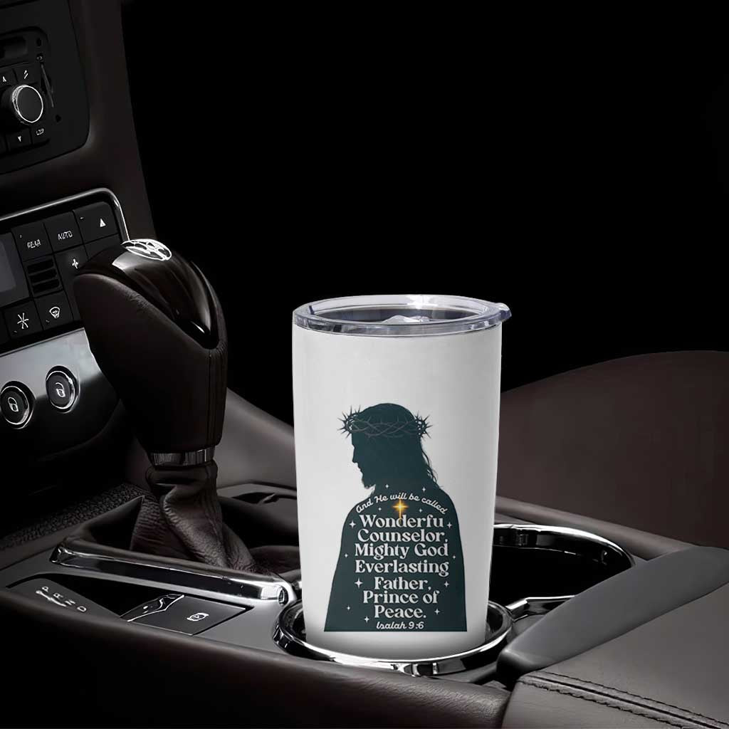Christian Jesus Tumbler Cup Cross Bible Verse Inspirational Isalah 9:6 - Wonder Print Shop